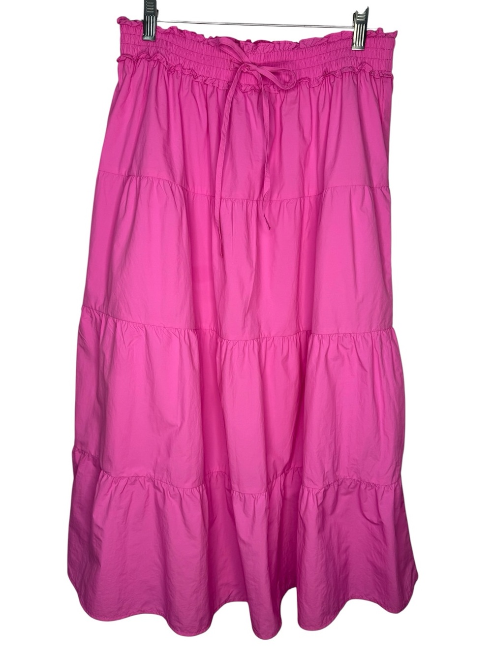 THML Hot Pink Tiered Maxi Skirt with Drawstring Waist